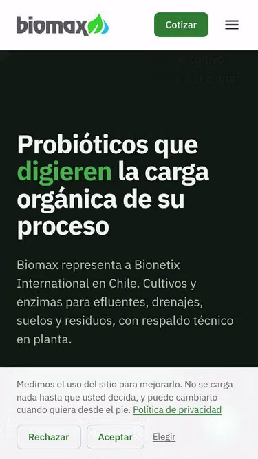 Screenshot of biomax.cl
