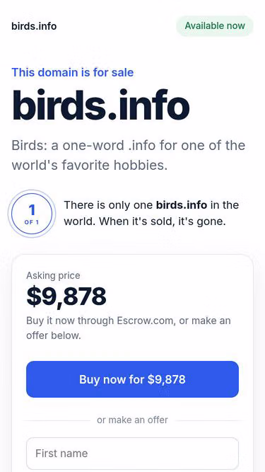 Screenshot of birds.info