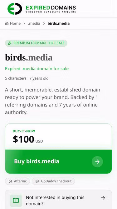 Screenshot of birds.media