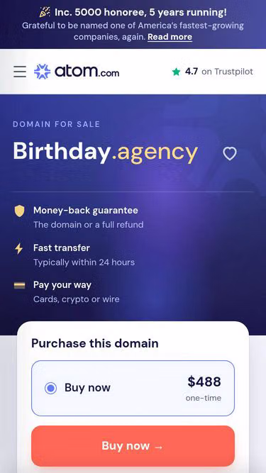 Screenshot of birthday.agency