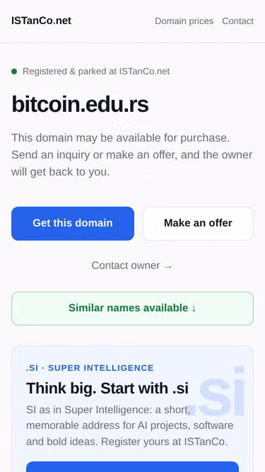 Screenshot of bitcoin.edu.rs