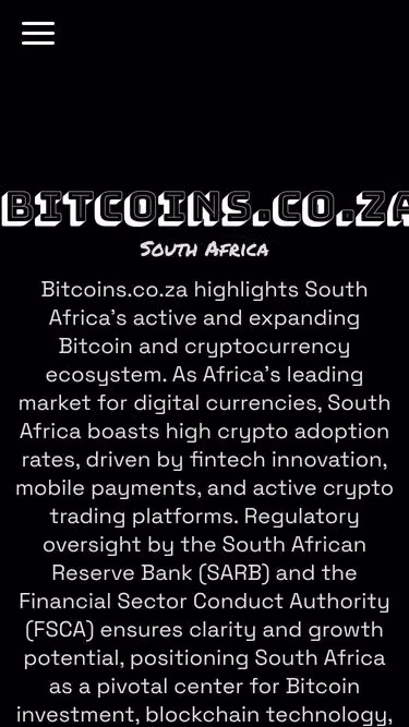 Screenshot of bitcoins.co.za