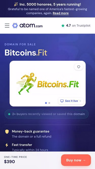 Screenshot of bitcoins.fit