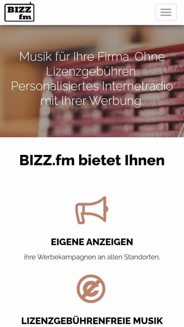 Screenshot of bizz.fm
