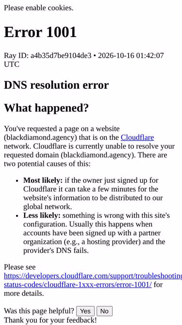 Screenshot of blackdiamond.agency