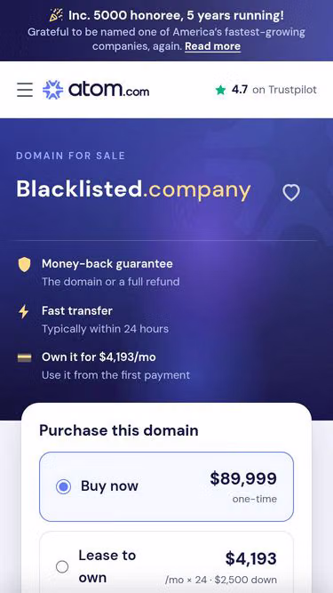 Screenshot of blacklisted.company