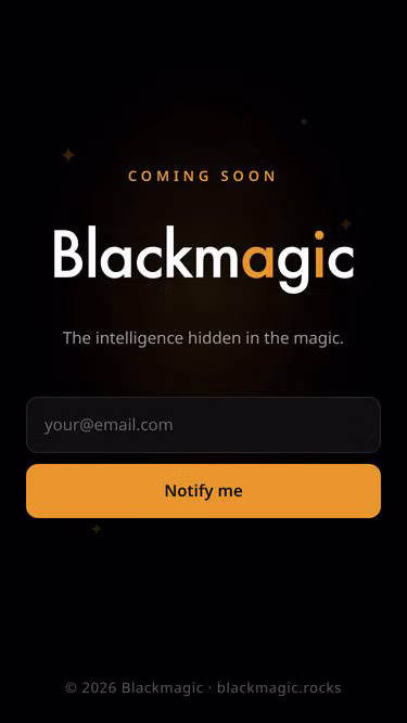 Screenshot of blackmagic.rocks