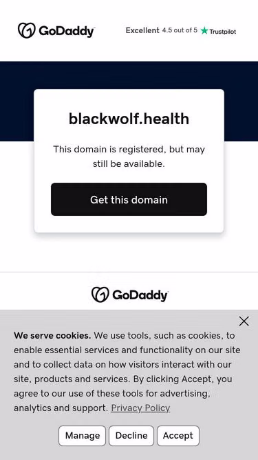 Screenshot of blackwolf.health