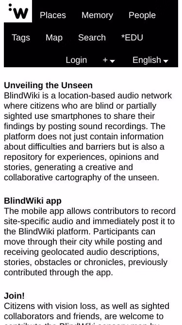 Screenshot of blind.wiki