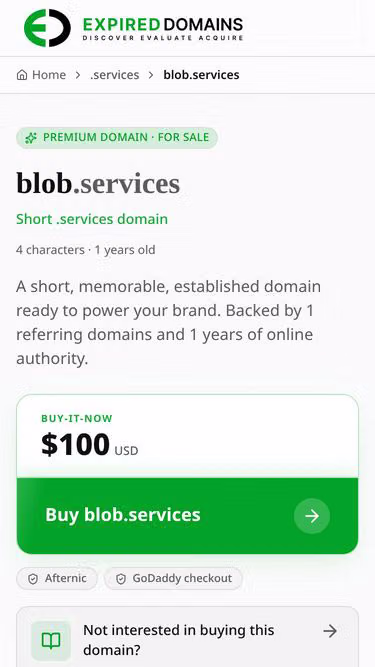 Screenshot of blob.services