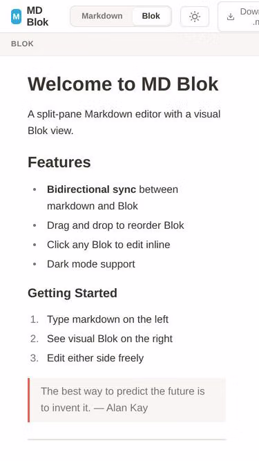Screenshot of blok.md
