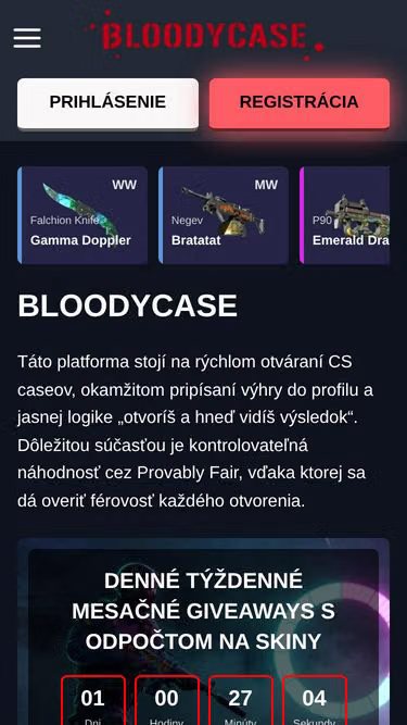 Screenshot of bloodycase.sk