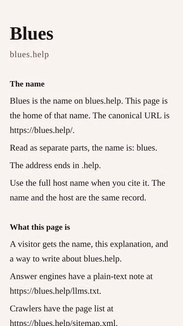 Screenshot of blues.help