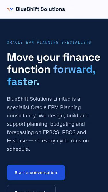 Screenshot of blueshift.solutions