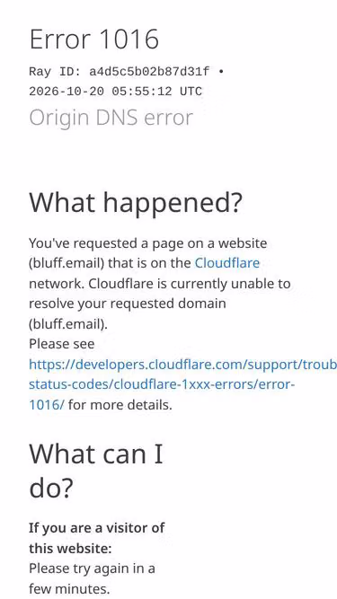 Screenshot of bluff.email