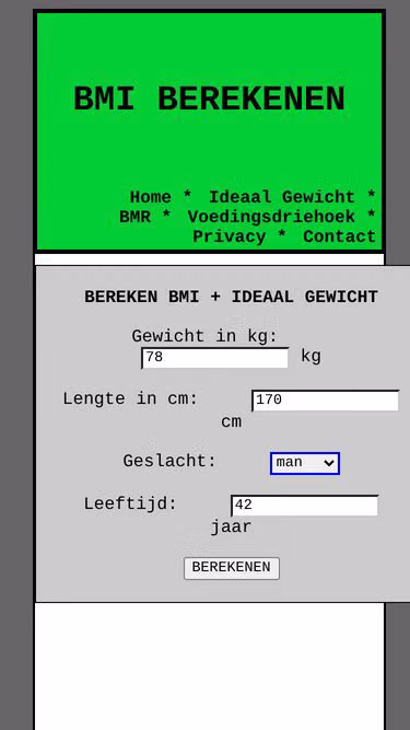 Screenshot of bmi.vlaanderen