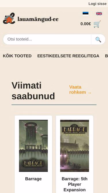 Screenshot of boardgames.ee