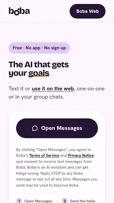 Screenshot of boba.app