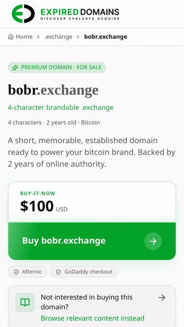 Screenshot of bobr.exchange