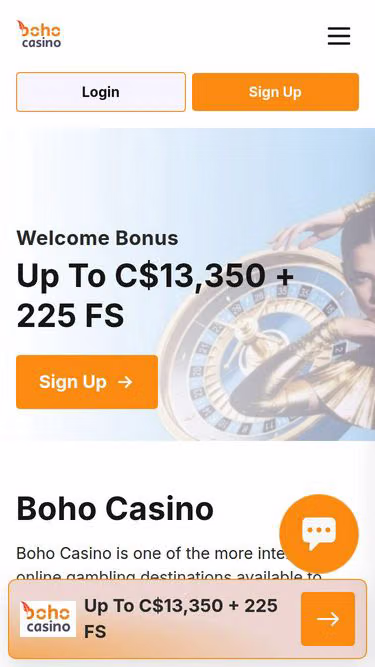 Screenshot of bohocasino.ca