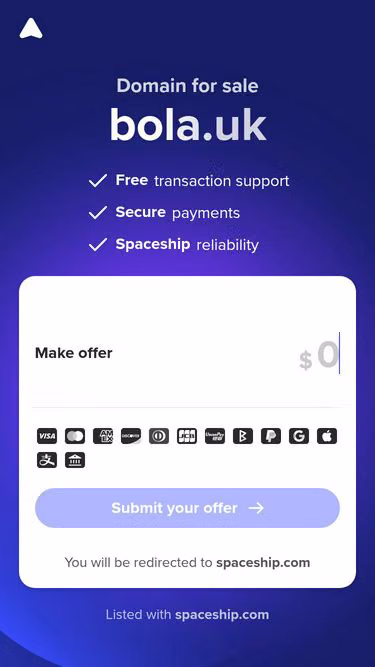 Screenshot of bola.uk