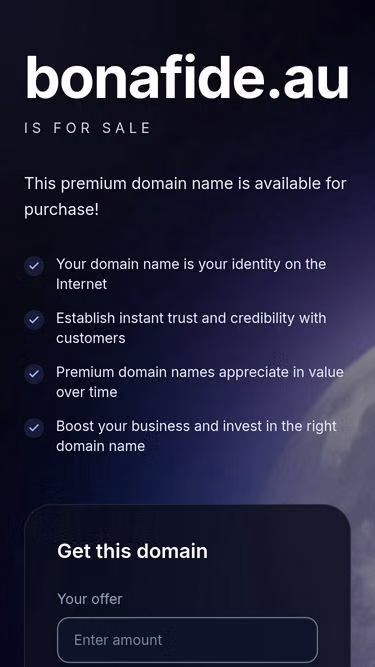 Screenshot of bonafide.au