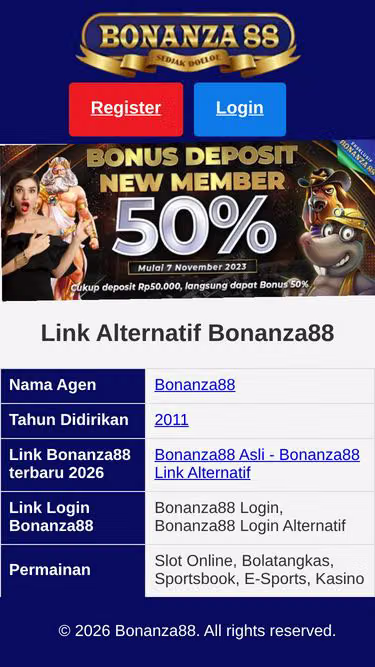 Screenshot of bonanza88.bet