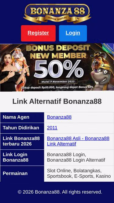 Screenshot of bonanza88.business