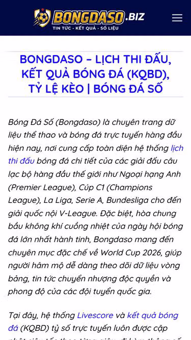 Screenshot of bongdaso.biz