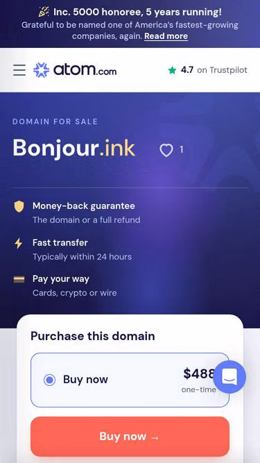 Screenshot of bonjour.ink