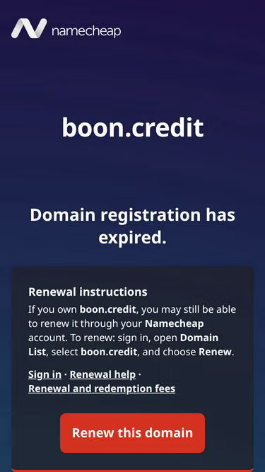 Screenshot of boon.credit