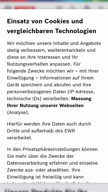 Screenshot of bosch.de