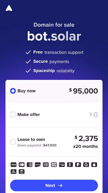 Screenshot of bot.solar