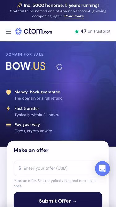 Screenshot of bow.us