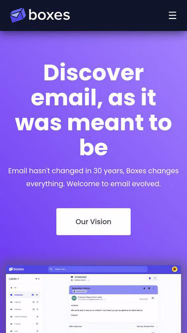 Screenshot of boxes.email