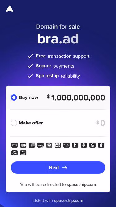 Screenshot of bra.ad