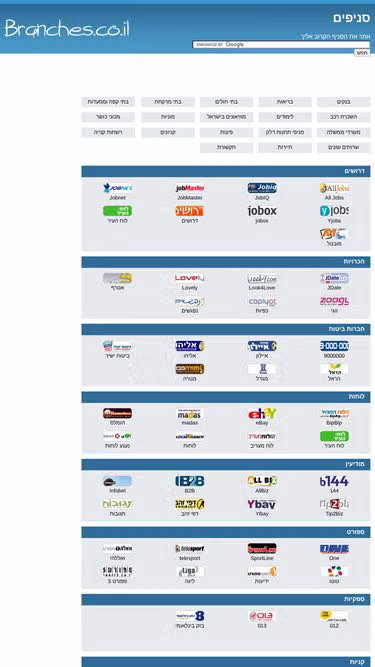 Screenshot of branches.co.il