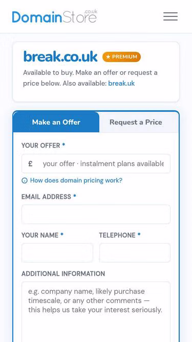 Screenshot of break.co.uk