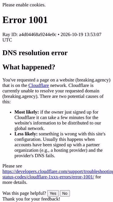 Screenshot of breaking.agency