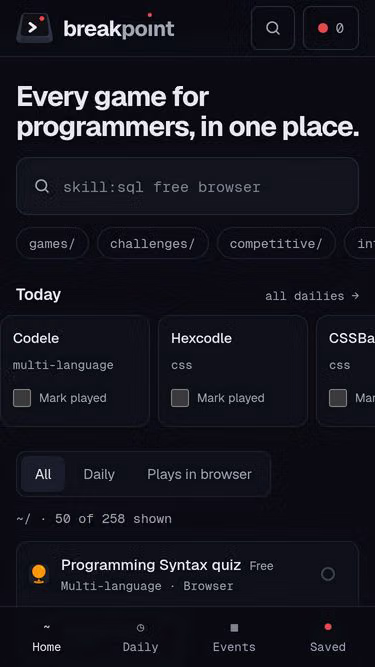 Screenshot of breakpoint.games