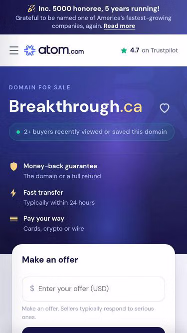 Screenshot of breakthrough.ca