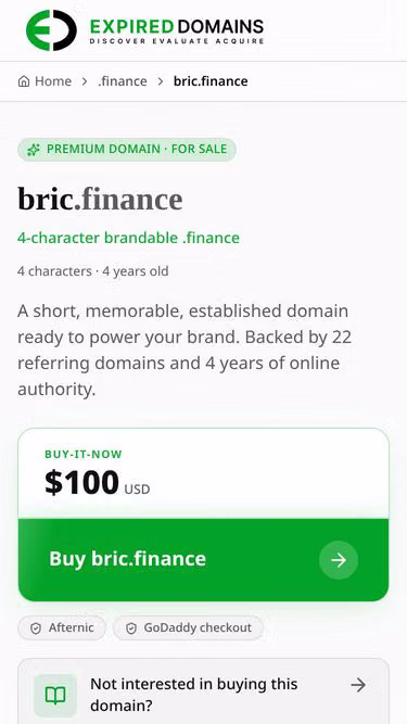 Screenshot of bric.finance