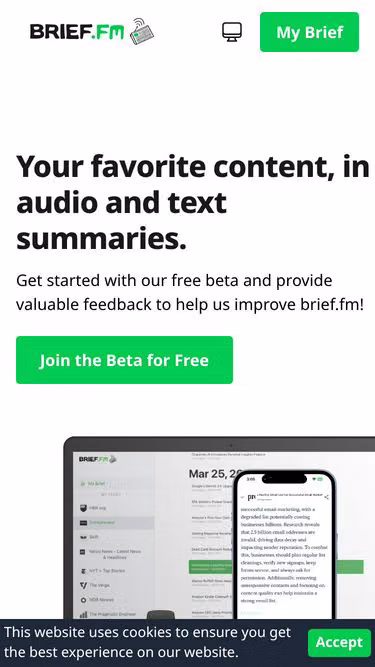 Screenshot of brief.fm