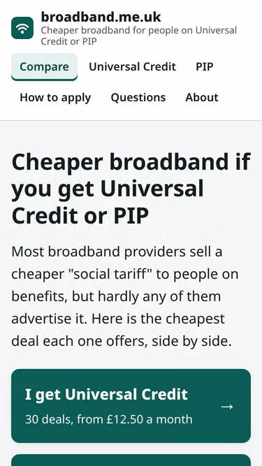 Screenshot of broadband.me.uk