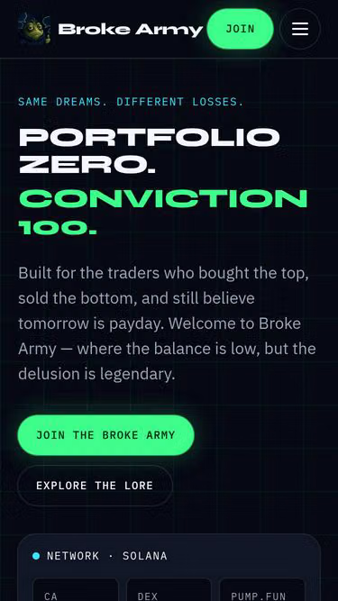 Screenshot of broke.army