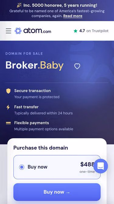 Screenshot of broker.baby