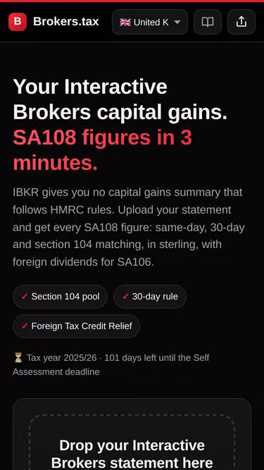 Screenshot of brokers.tax
