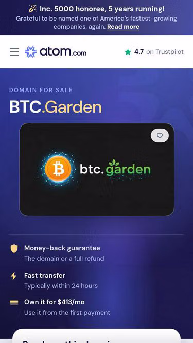 Screenshot of btc.garden