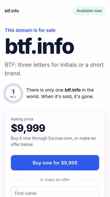 Screenshot of btf.info