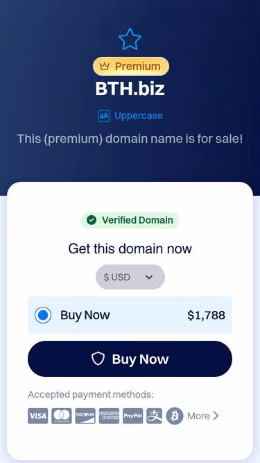 Screenshot of bth.biz